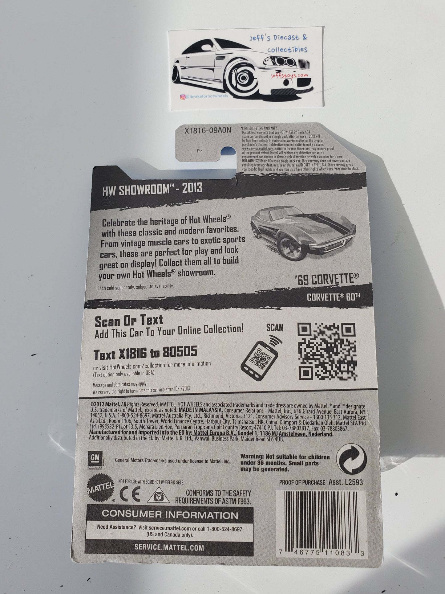 2013 Hot Wheels '69 Corvette #201 Yellow