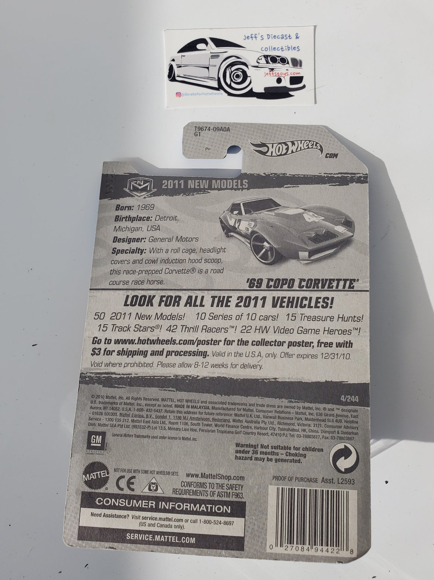 2011 Hot Wheels '69 Copo Corvette #4 Blue