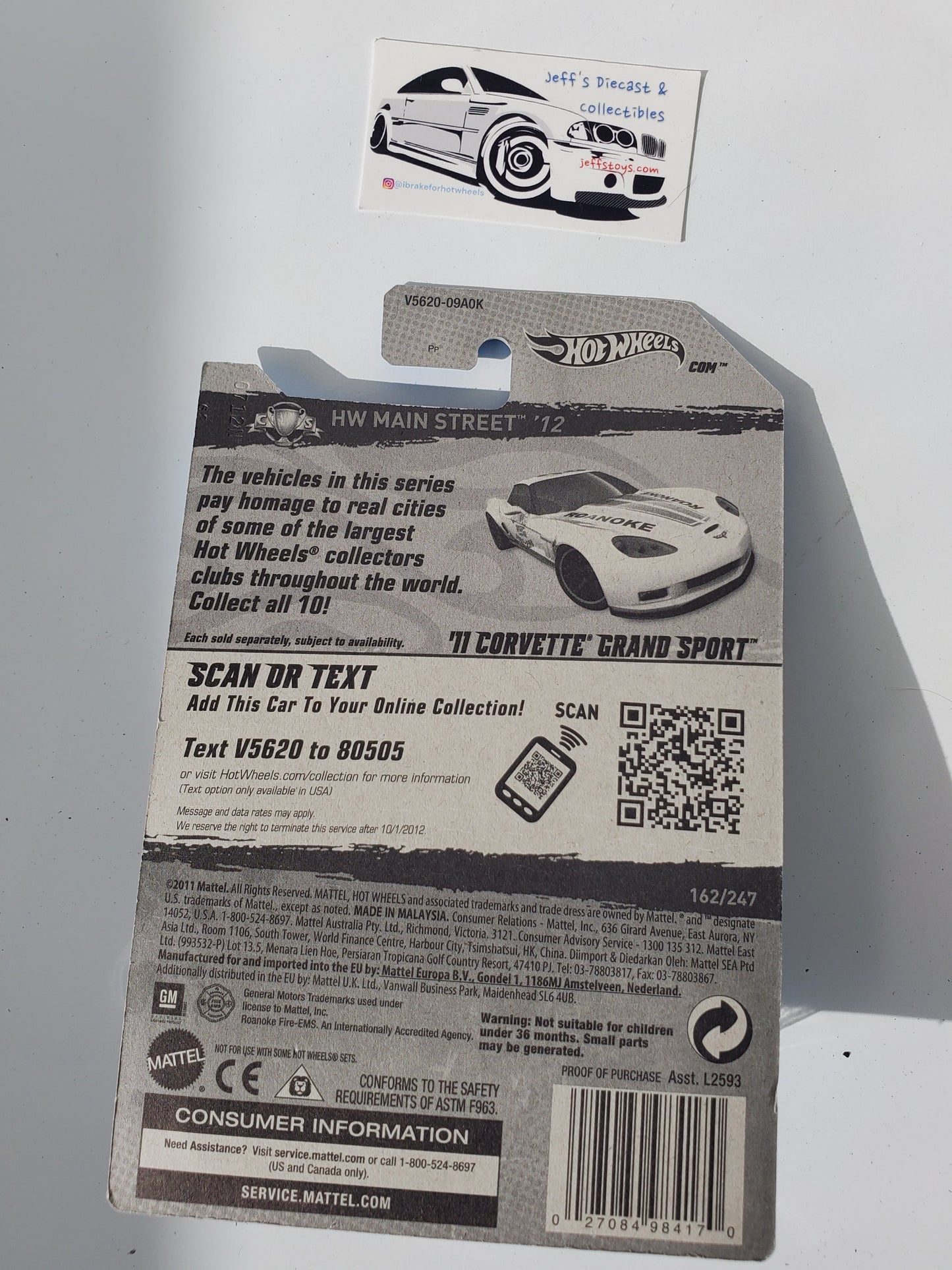 2012 Hot Wheels '11 Corvette Grand Sport #162 White