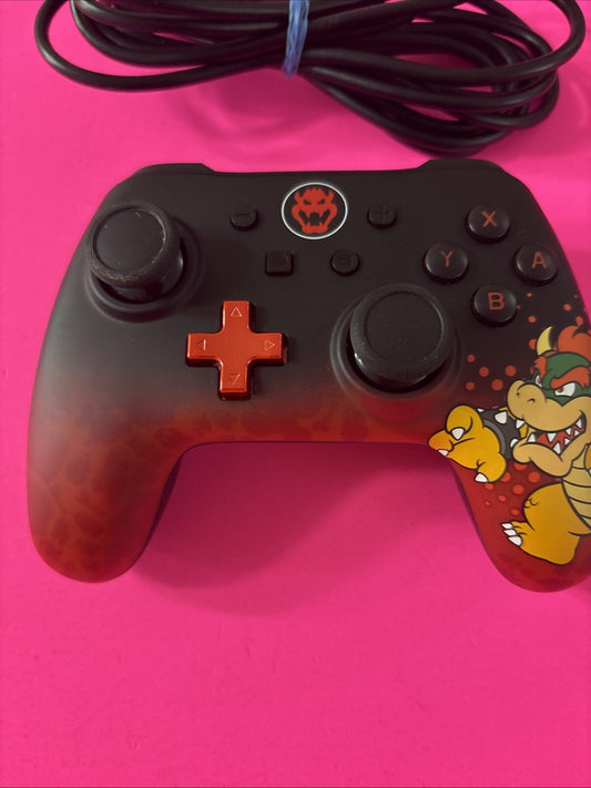 PowerA 1506259-01 BOWSER CONTROLLER FOR NINTENDO SWITCH RED BLACK w/CORD