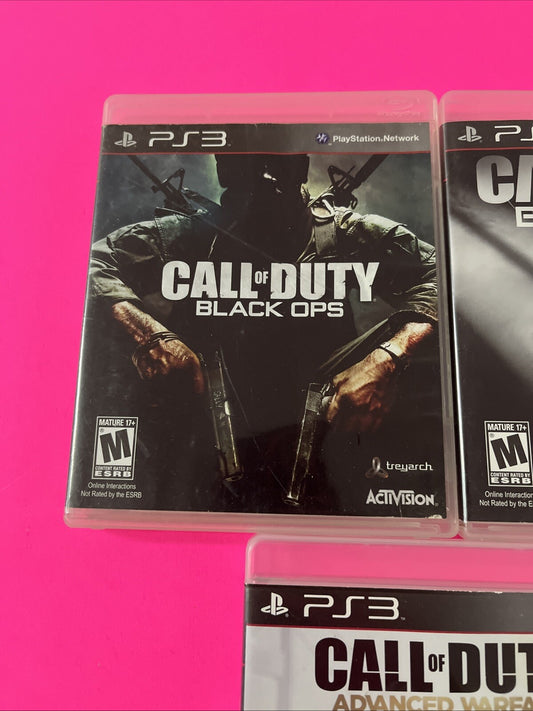Lot of 3 Call Of Duty PS3 Video Games Black Ops 1 & 2 Advanced Warfare (2)