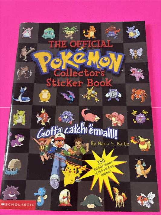 1998 Pokemon COLLECTORS STICKER BOOK Scholastic NEW Unused Vintage Maria Barbo