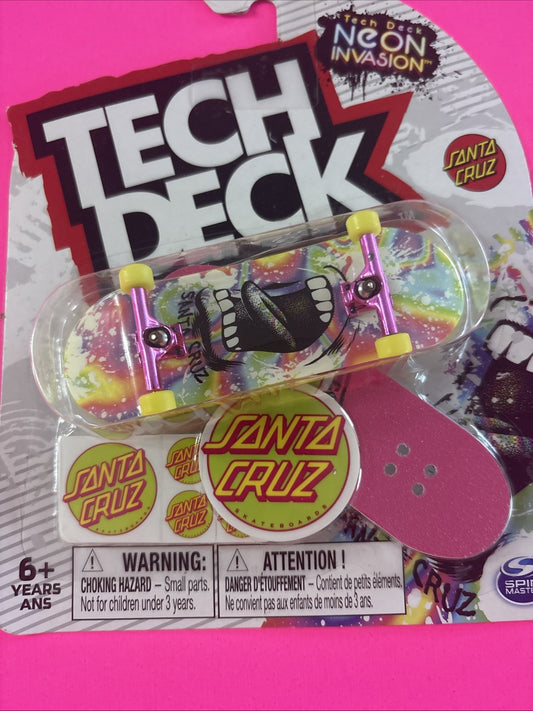 TECH DECKSanta Cruz NEON INVASION Ultra Rare Fingerboard Skateboard 2023 NEW #1