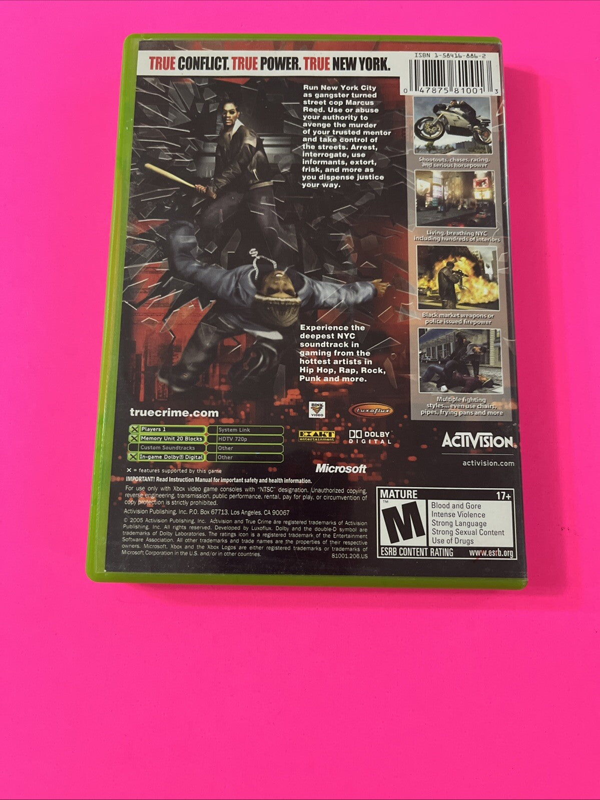 True Crime: New York City (Microsoft Xbox, 2005) Black Label CIB