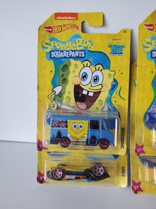 2019 Hot Wheels Spongebob Squarepants 6 Car Set - 20 Year With Error!