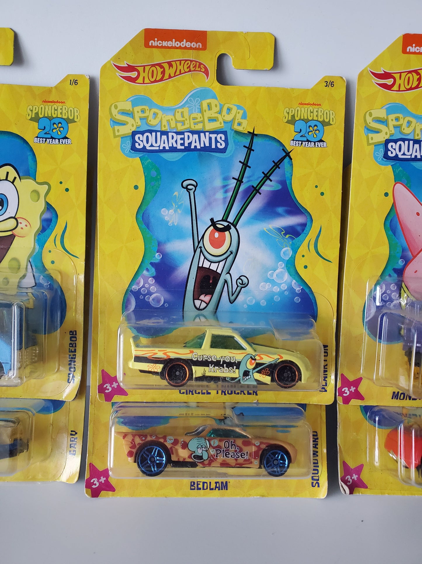 2019 Hot Wheels Spongebob Squarepants 6 Car Set - 20 Year With Error!
