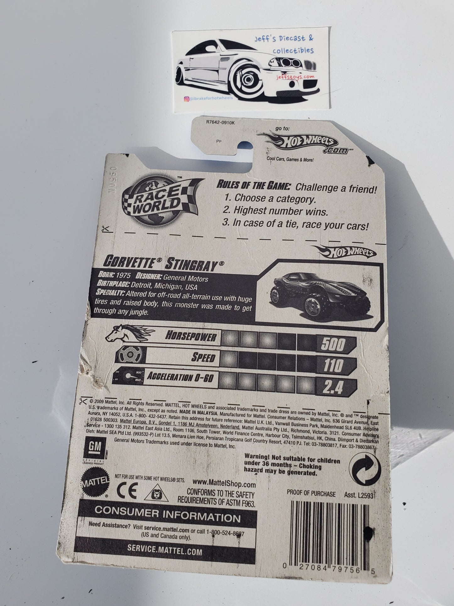 2010 Hot Wheels Corvette Stingray #213