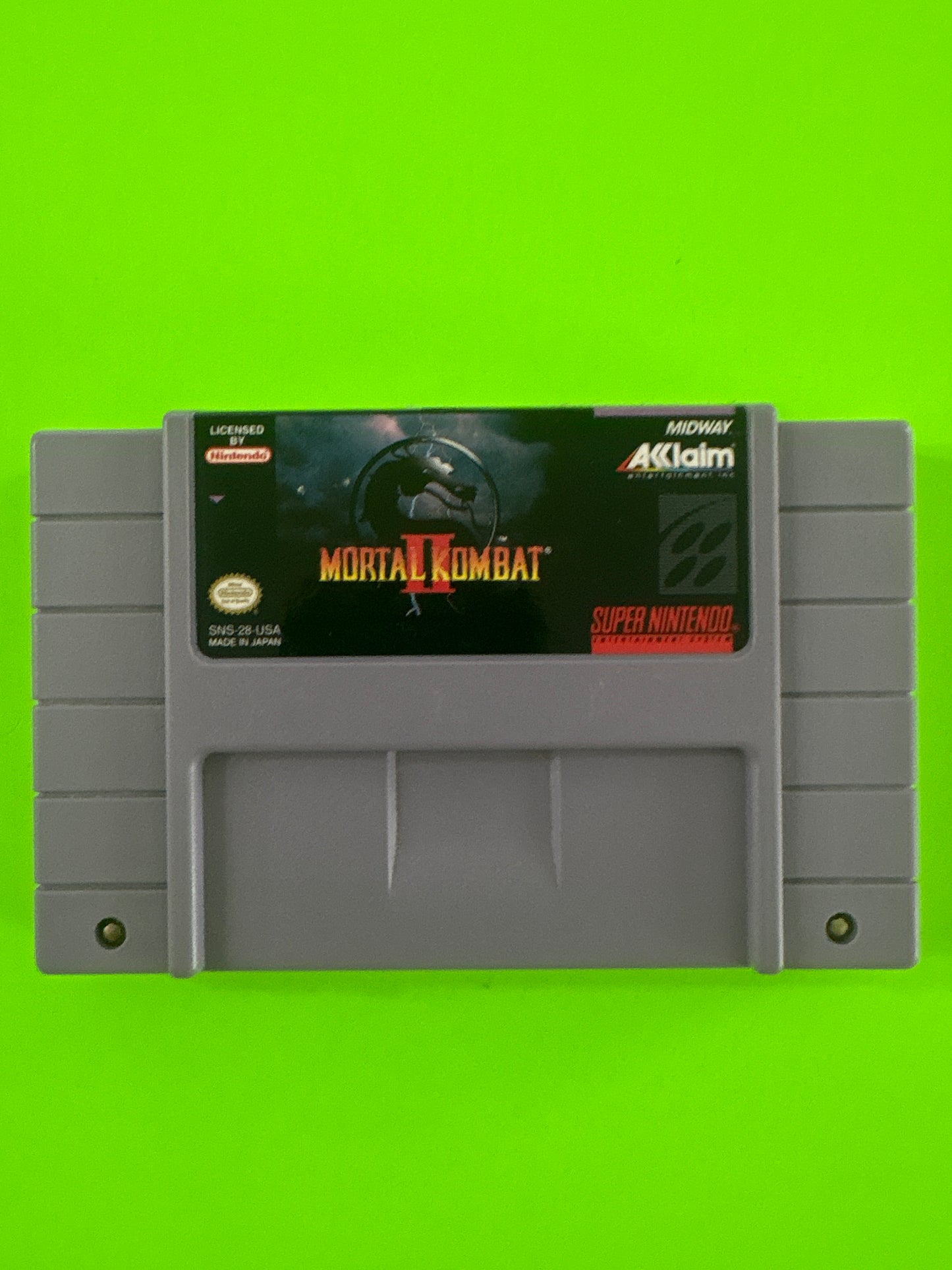 Mortal Kombat II 2 (Super Nintendo Entertainment System, 1994) SNES Authentic