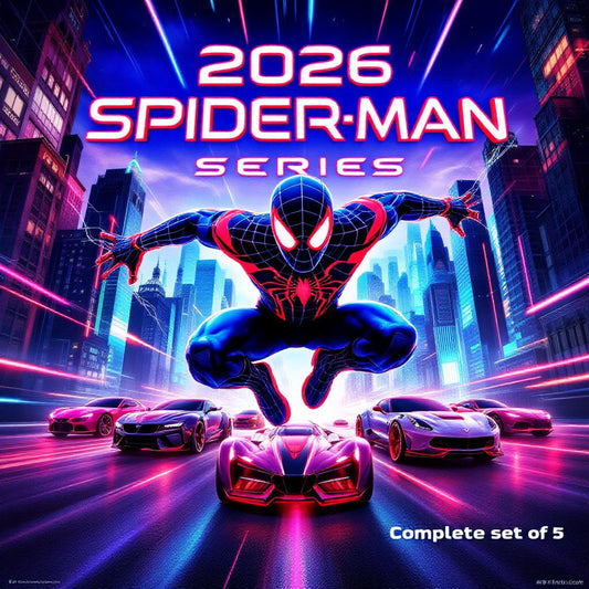 Hot Wheels Silver Series Spider-Man Complete Set of 5 (2026) - Limited Edition Collectible Diecast Cars