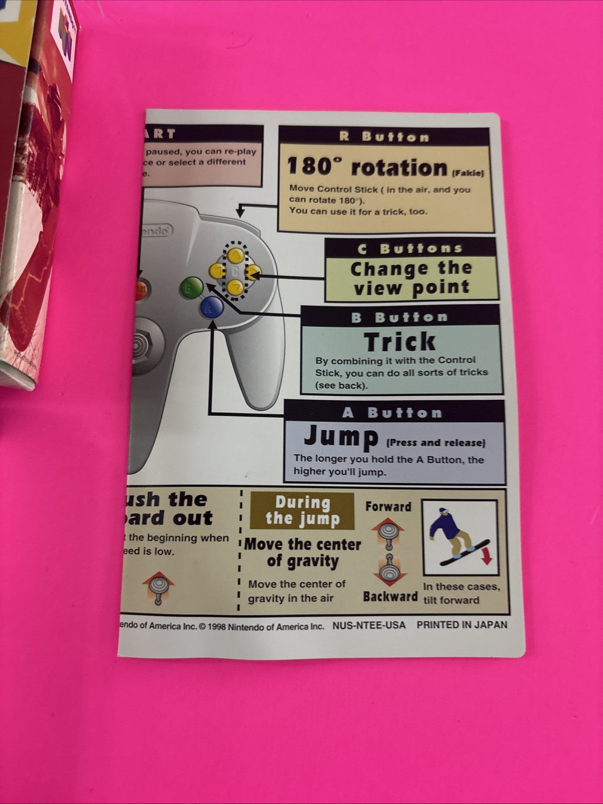 1080° Snowboarding (Nintendo 64, 1998) N64 Box Manual Insert Plastic Protector