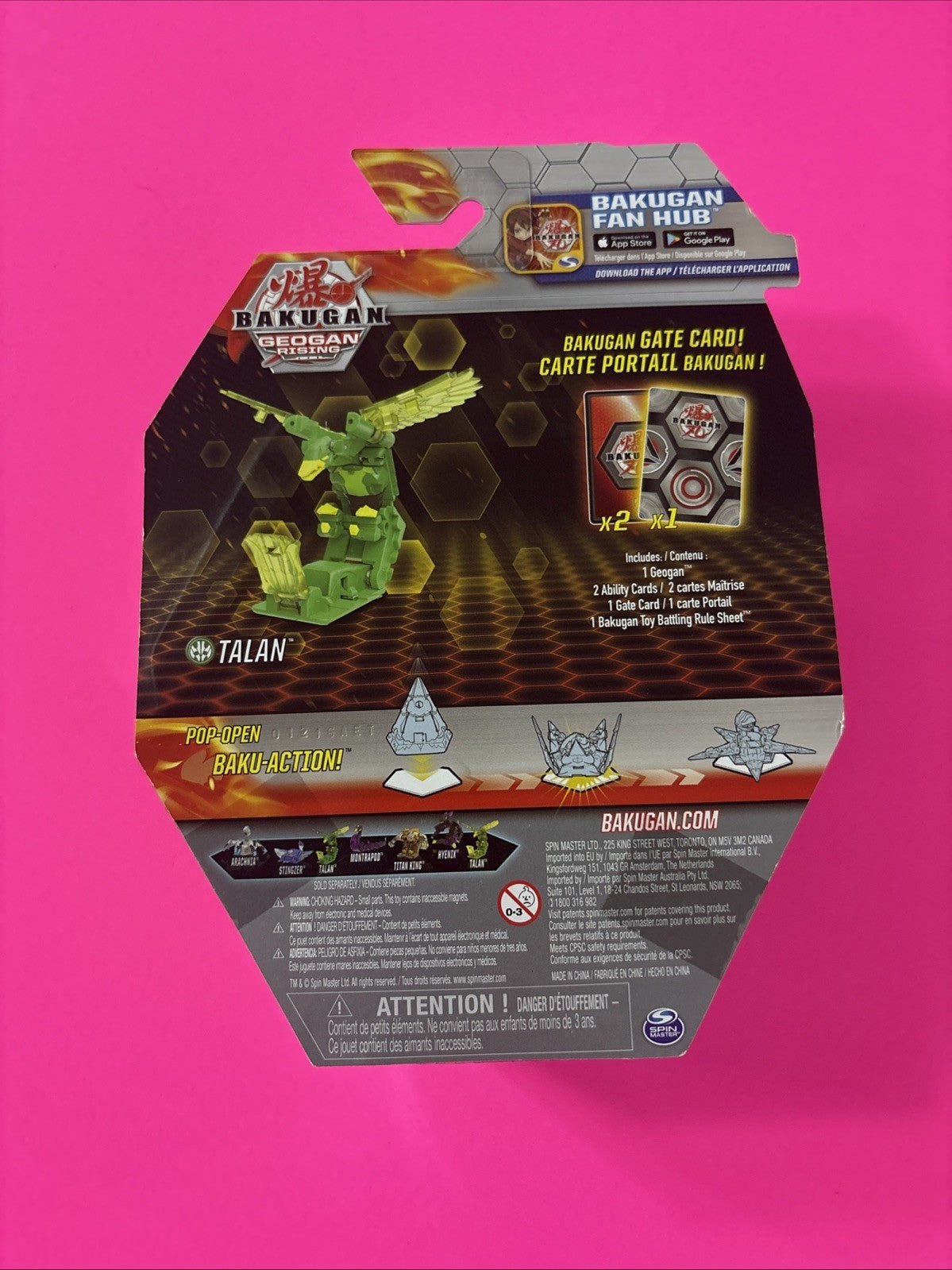 Bakugan GEOGAN RISING TALAN Figure GATE CARD Green 6+ 2 Ability Cards Brand New