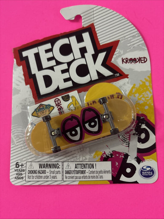 TECH DECK Eyes Krooked Fingerboard Ultra Rare Spin Masters Yellow Pink 2022 #1